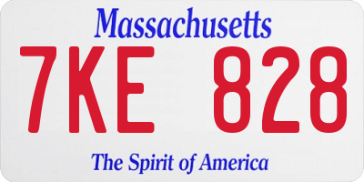 MA license plate 7KE828