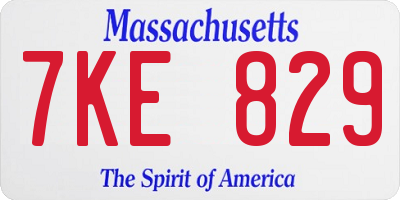 MA license plate 7KE829