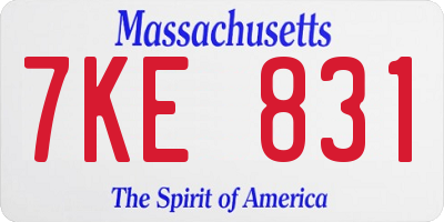 MA license plate 7KE831