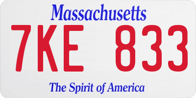 MA license plate 7KE833