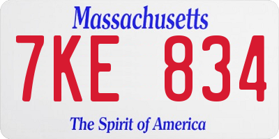 MA license plate 7KE834