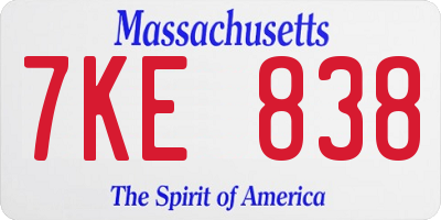 MA license plate 7KE838