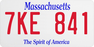 MA license plate 7KE841
