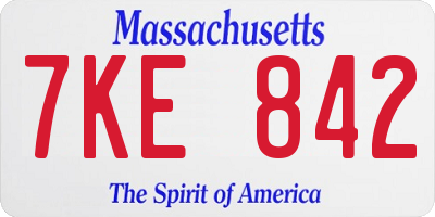 MA license plate 7KE842