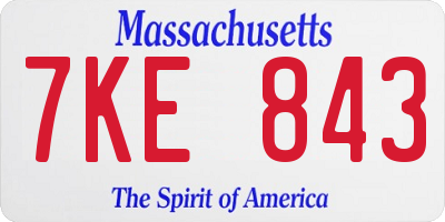 MA license plate 7KE843