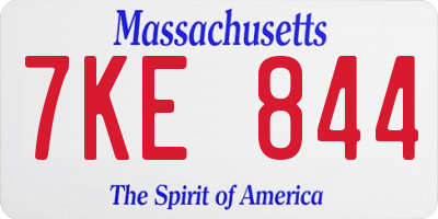 MA license plate 7KE844