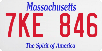 MA license plate 7KE846
