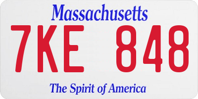 MA license plate 7KE848