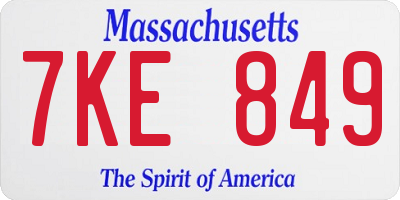 MA license plate 7KE849