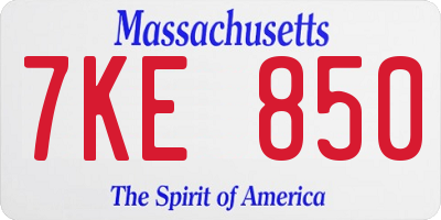 MA license plate 7KE850