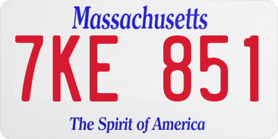 MA license plate 7KE851