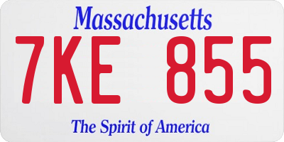 MA license plate 7KE855