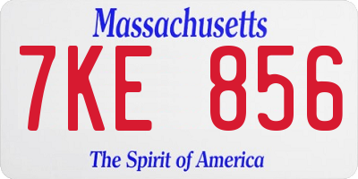 MA license plate 7KE856
