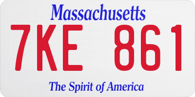 MA license plate 7KE861