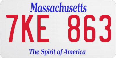 MA license plate 7KE863
