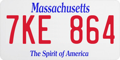 MA license plate 7KE864