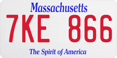 MA license plate 7KE866