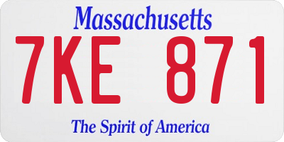 MA license plate 7KE871