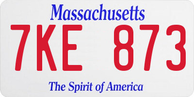 MA license plate 7KE873