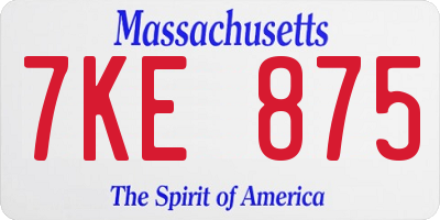 MA license plate 7KE875
