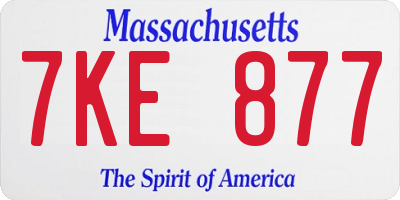 MA license plate 7KE877