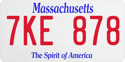 MA license plate 7KE878