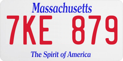MA license plate 7KE879