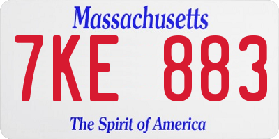 MA license plate 7KE883