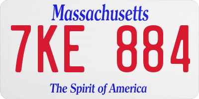 MA license plate 7KE884