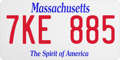 MA license plate 7KE885