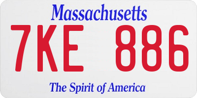 MA license plate 7KE886