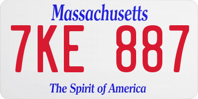 MA license plate 7KE887