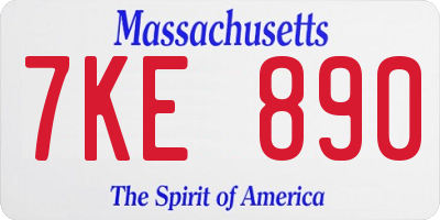 MA license plate 7KE890