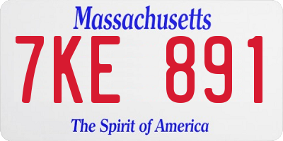 MA license plate 7KE891
