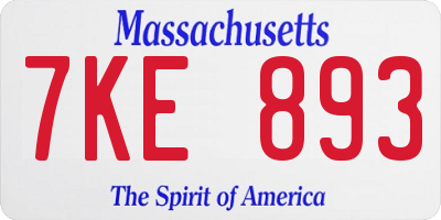 MA license plate 7KE893
