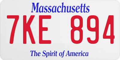 MA license plate 7KE894