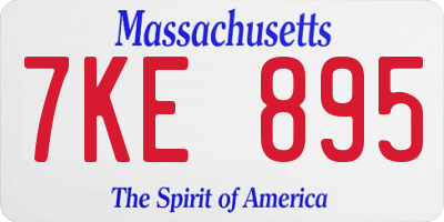 MA license plate 7KE895