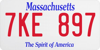 MA license plate 7KE897