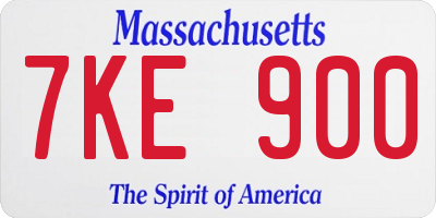MA license plate 7KE900
