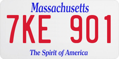 MA license plate 7KE901