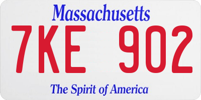 MA license plate 7KE902