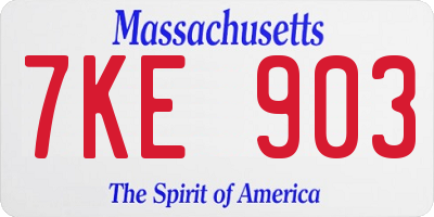 MA license plate 7KE903