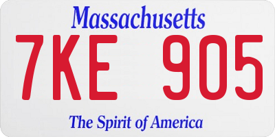 MA license plate 7KE905