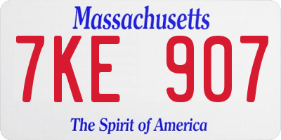 MA license plate 7KE907