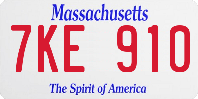 MA license plate 7KE910