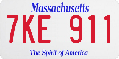 MA license plate 7KE911