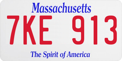 MA license plate 7KE913