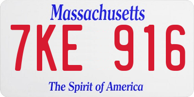 MA license plate 7KE916