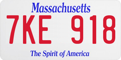 MA license plate 7KE918