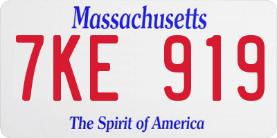 MA license plate 7KE919